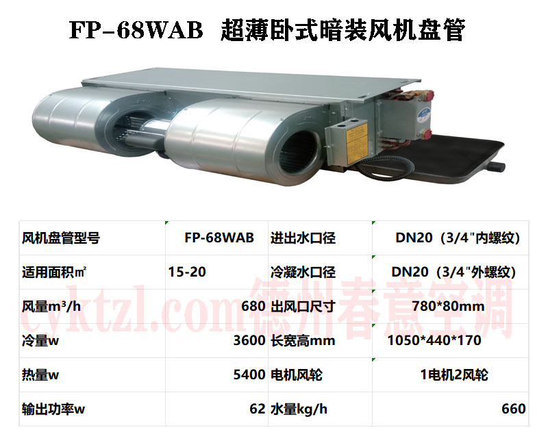 福建FP-68WAB超薄臥式暗裝風機盤管